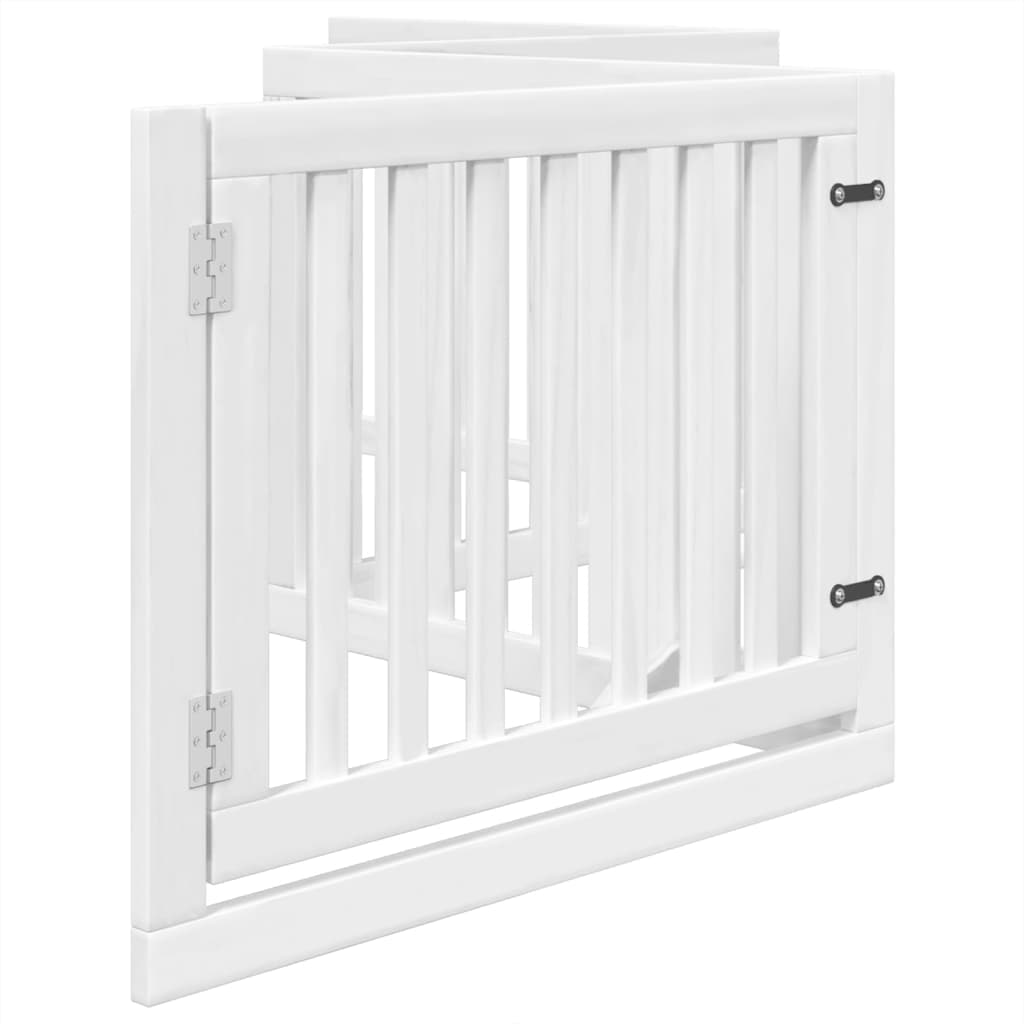 Cancello Cani Porta Pieghevole Bianco 4 Pannelli 320 cm Pioppo — miniatura 4 di 10