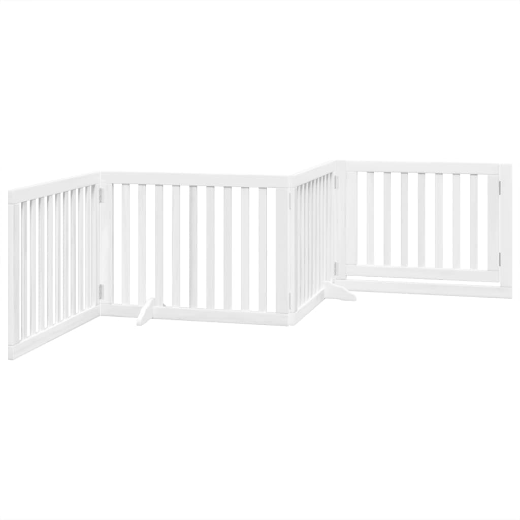 Cancello Cani Porta Pieghevole Bianco 4 Pannelli 320 cm Pioppo — miniatura 5 di 10