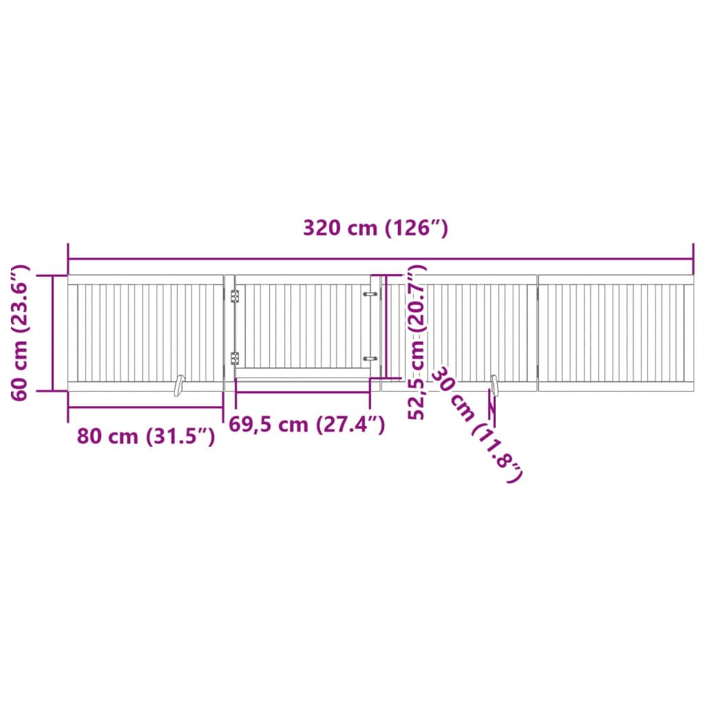 Cancello Cani Porta Pieghevole Bianco 4 Pannelli 320 cm Pioppo — miniatura 10 di 10