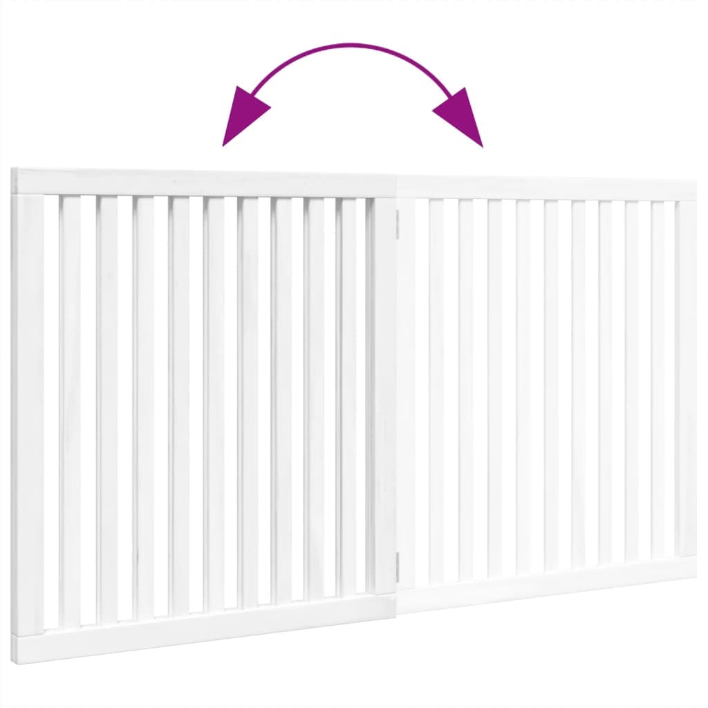 Cancello per Cani Pieghevole 2 Pannelli Bianco 160 cm Pioppo — miniatura 6 di 8