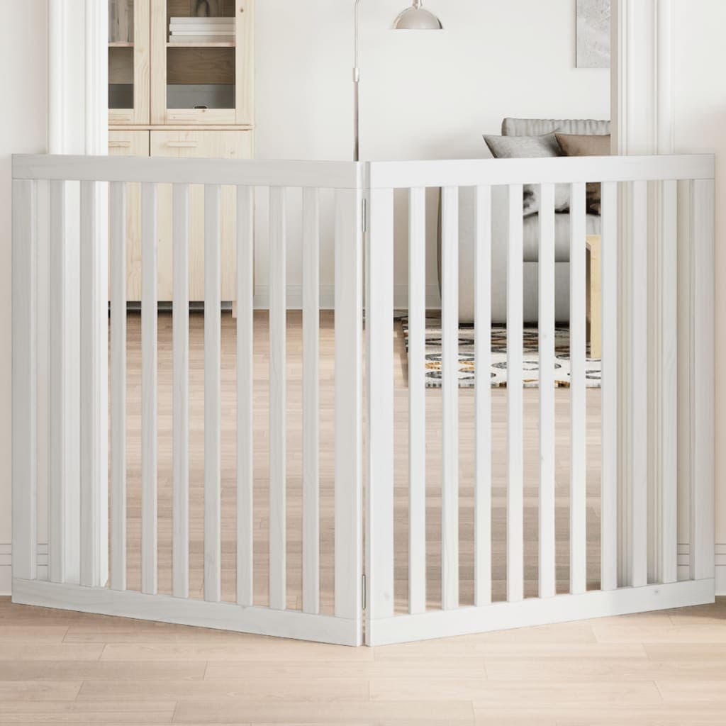 Cancello per Cani Pieghevole 2 Pannelli Bianco 160 cm Pioppo — miniatura 1 di 8