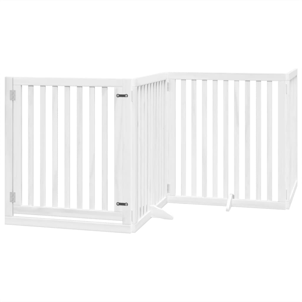 Cancello Cani Porta Pieghevole Bianco 4 Pannelli 320 cm Pioppo — miniatura 2 di 10