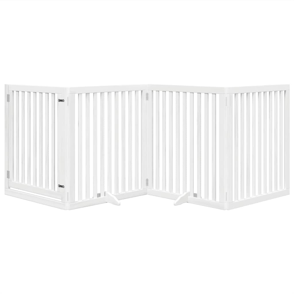 Cancello Cani Porta Pieghevole Bianco 4 Pannelli 320 cm Pioppo — miniatura 3 di 10