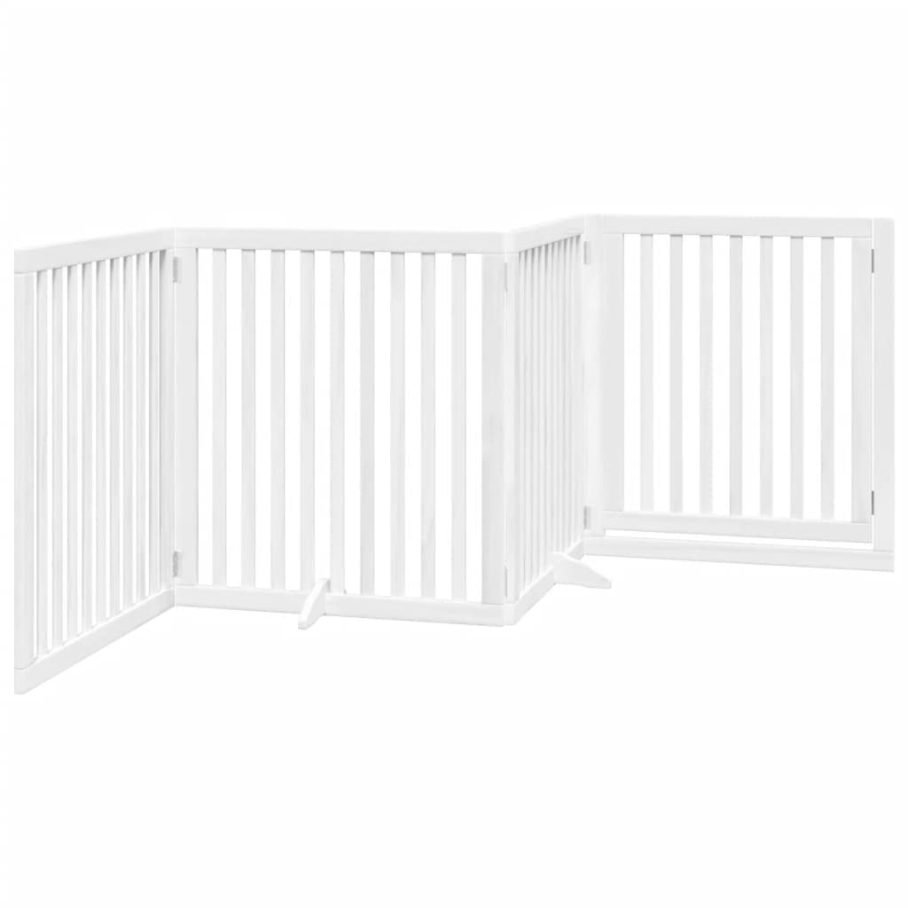 Cancello Cani Porta Pieghevole Bianco 4 Pannelli 320 cm Pioppo — miniatura 5 di 10