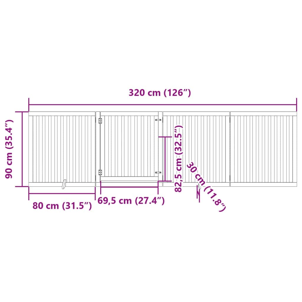 Cancello Cani Porta Pieghevole Bianco 4 Pannelli 320 cm Pioppo — miniatura 10 di 10
