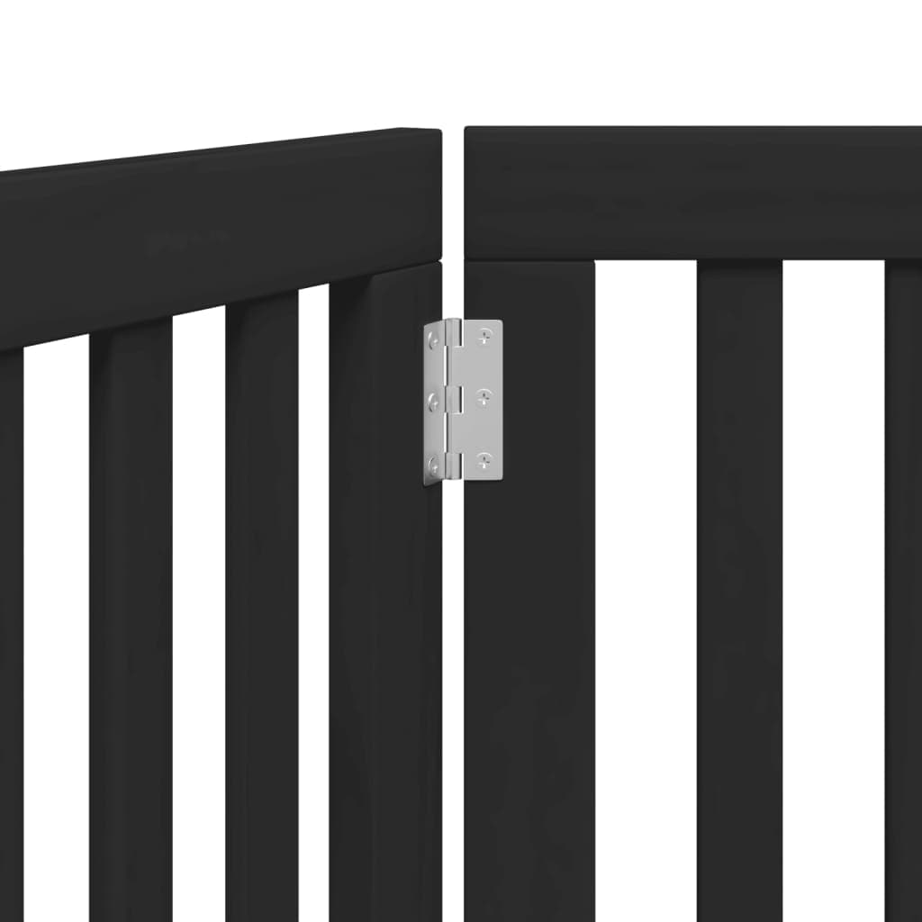 Cancello per Cani Pieghevole 3 Pannelli Nero 150cm Legno Pioppo — miniatura 7 di 8