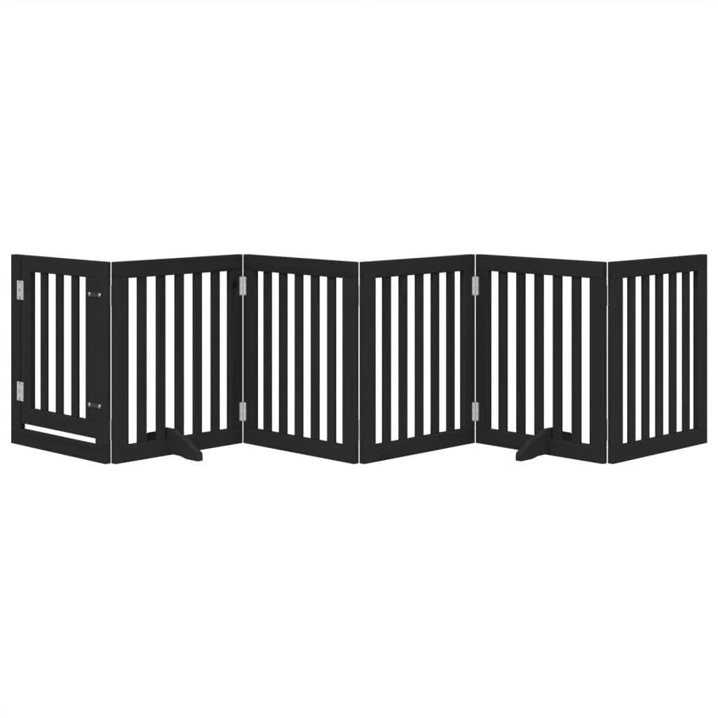 Cancello per Cani Porta Pieghevole Nero 6 Pannelli 300cm Pioppo — miniatura 3 di 10