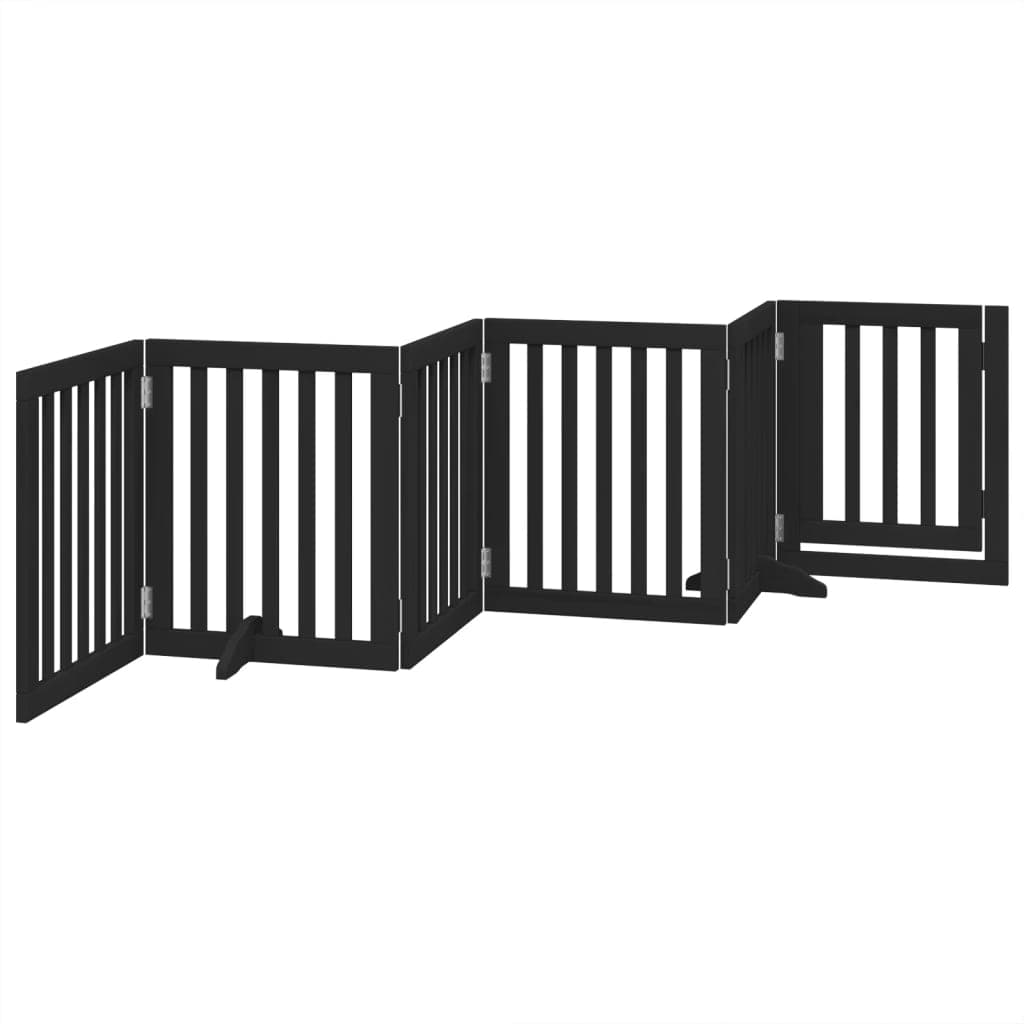 Cancello per Cani Porta Pieghevole Nero 6 Pannelli 300cm Pioppo — miniatura 5 di 10