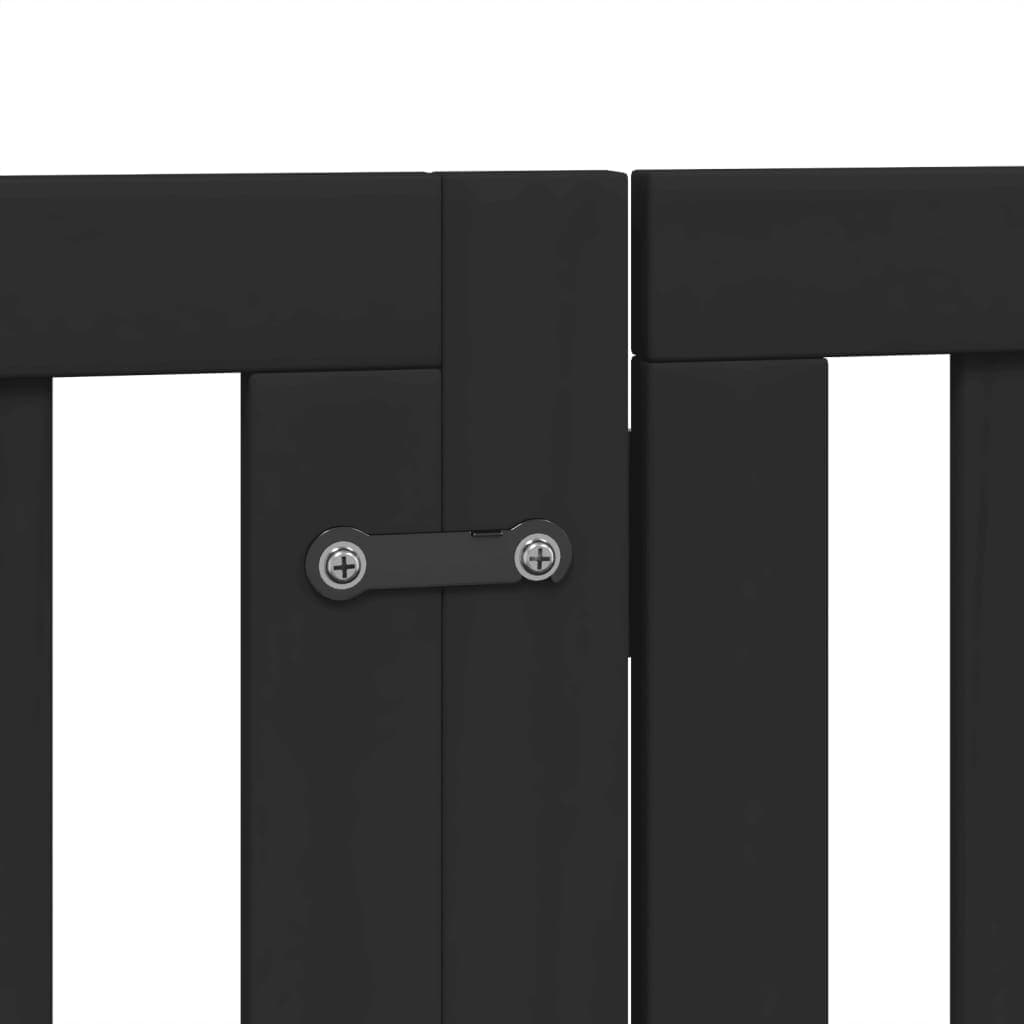 Cancello per Cani Porta Pieghevole Nero 6 Pannelli 300cm Pioppo — miniatura 8 di 10