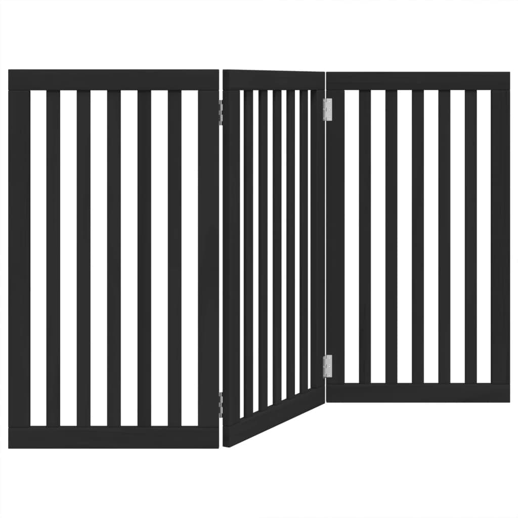 Cancello per Cani Pieghevole 3 Pannelli Nero 150cm Legno Pioppo — miniatura 5 di 8