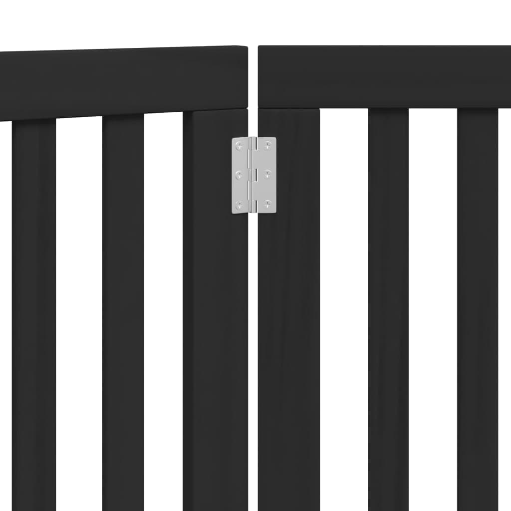 Cancello per Cani Pieghevole 3 Pannelli Nero 150cm Legno Pioppo — miniatura 7 di 8