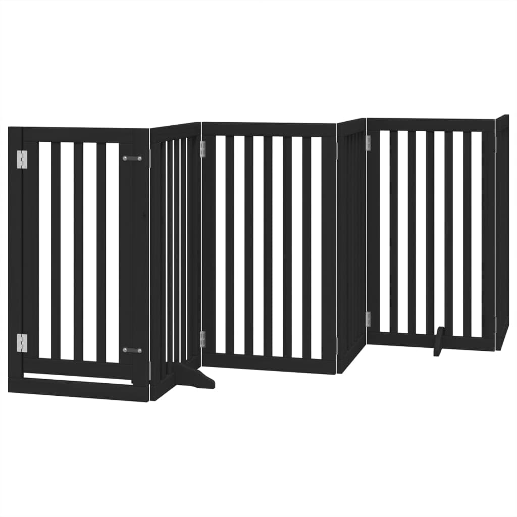 Cancello per Cani Porta Pieghevole Nero 6 Pannelli 300cm Pioppo — miniatura 2 di 10