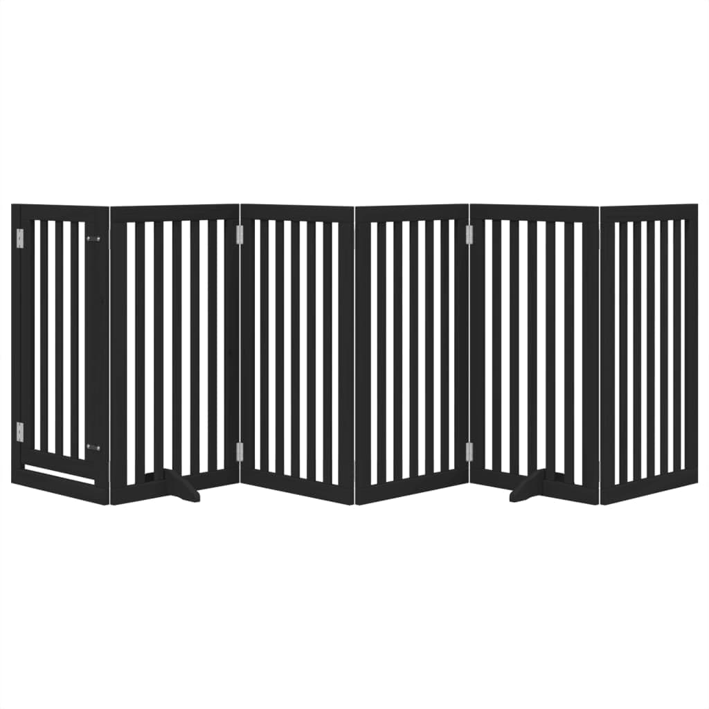 Cancello per Cani Porta Pieghevole Nero 6 Pannelli 300cm Pioppo — miniatura 3 di 10