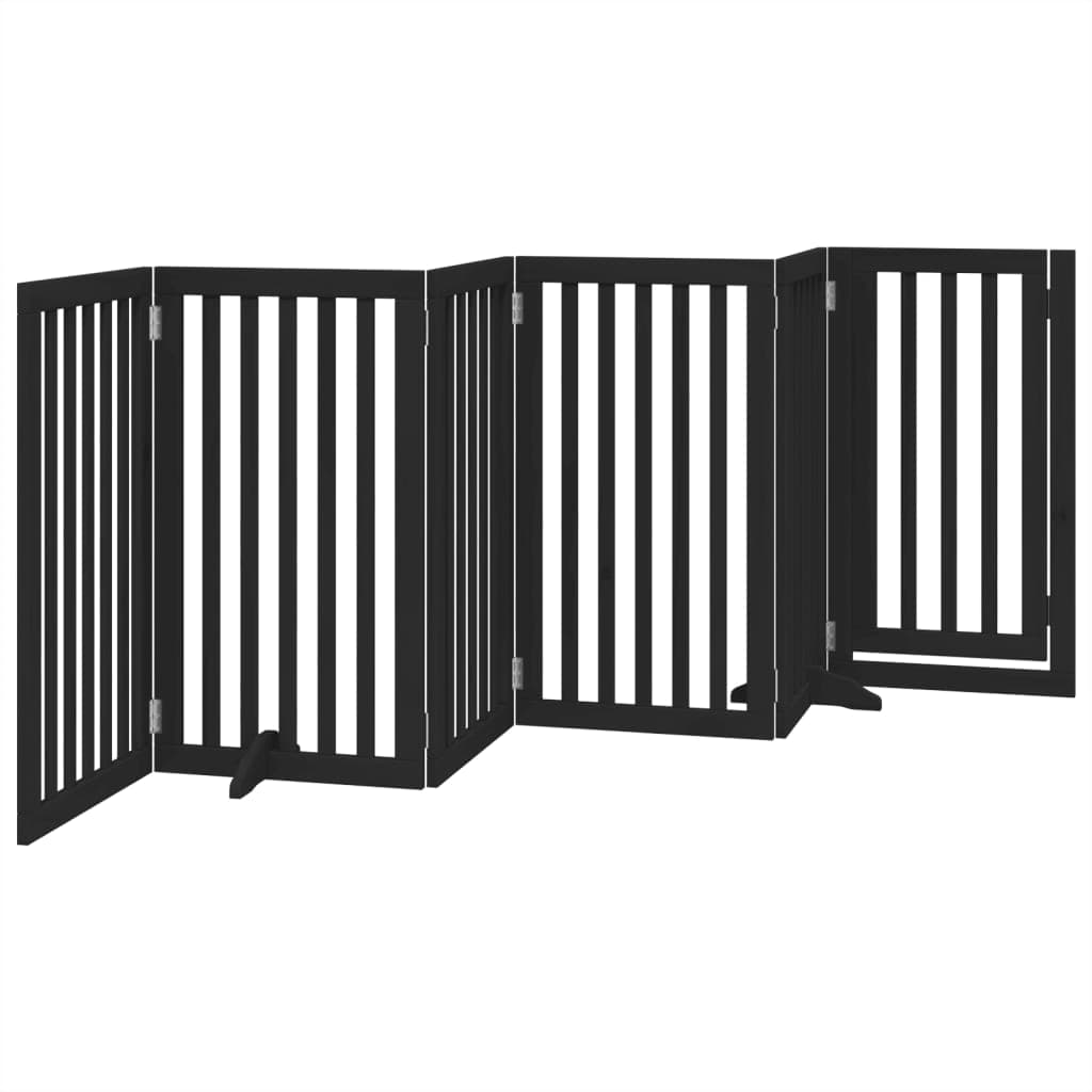 Cancello per Cani Porta Pieghevole Nero 6 Pannelli 300cm Pioppo — miniatura 5 di 10