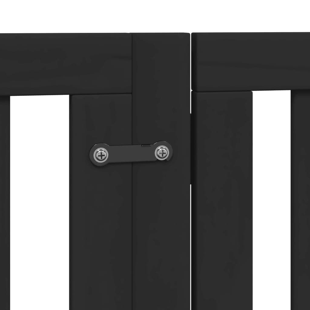 Cancello per Cani Porta Pieghevole Nero 6 Pannelli 300cm Pioppo — miniatura 8 di 10
