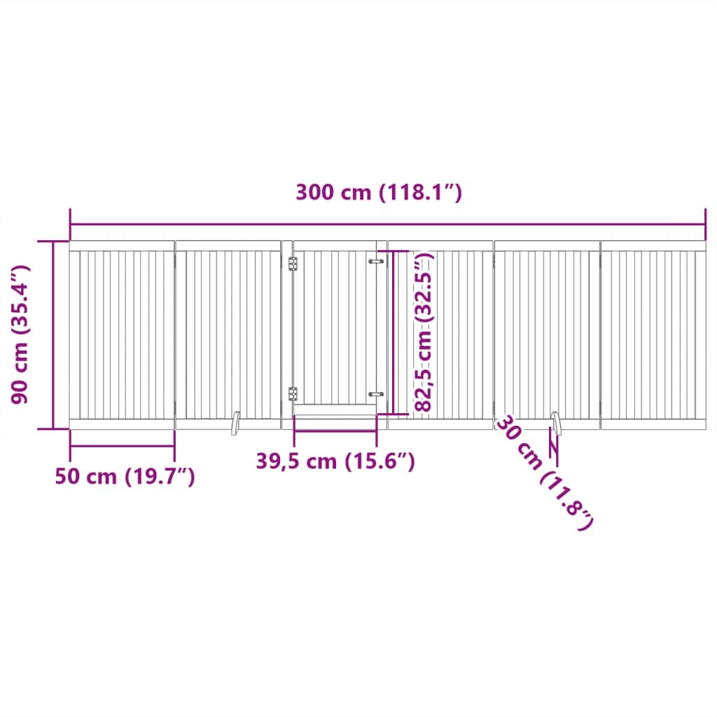 Cancello per Cani Porta Pieghevole Nero 6 Pannelli 300cm Pioppo — miniatura 10 di 10