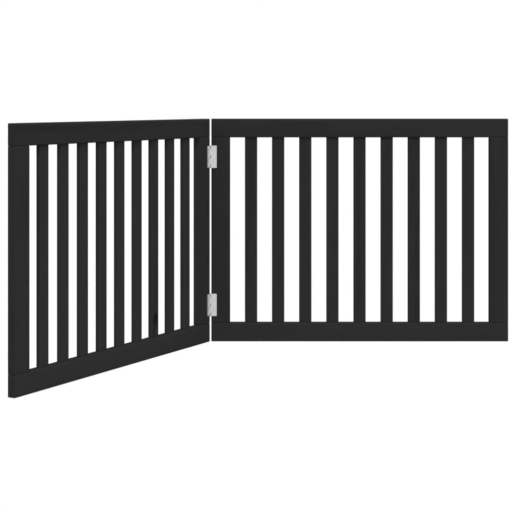 Cancello per Cani Pieghevole 2 Pannelli Nero 160cm Legno Pioppo — miniatura 2 di 8