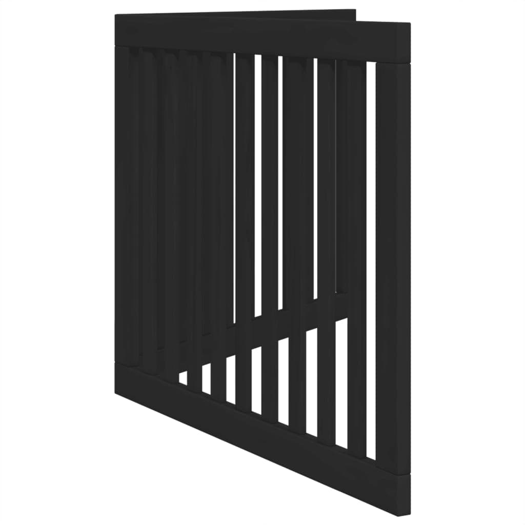 Cancello per Cani Pieghevole 2 Pannelli Nero 160cm Legno Pioppo — miniatura 4 di 8