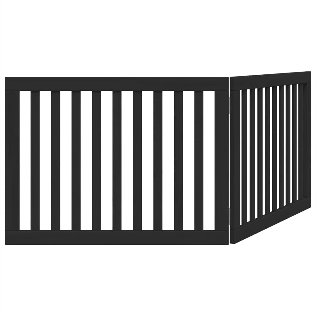 Cancello per Cani Pieghevole 2 Pannelli Nero 160cm Legno Pioppo — miniatura 5 di 8
