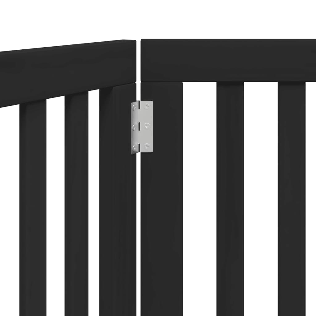 Cancello per Cani Pieghevole 2 Pannelli Nero 160cm Legno Pioppo — miniatura 7 di 8