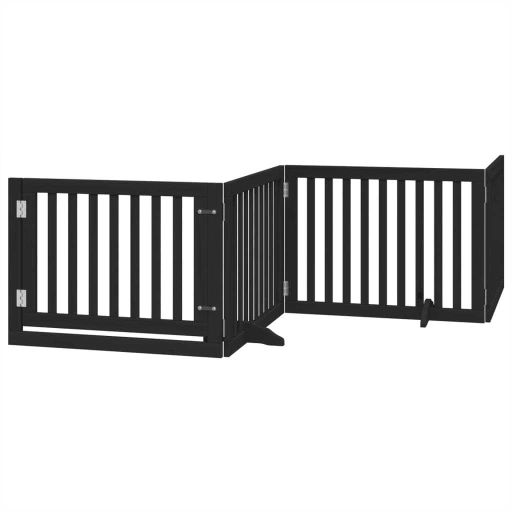 Cancello per Cani Porta Pieghevole Nero 4 Pannelli 320cm Pioppo — miniatura 2 di 10
