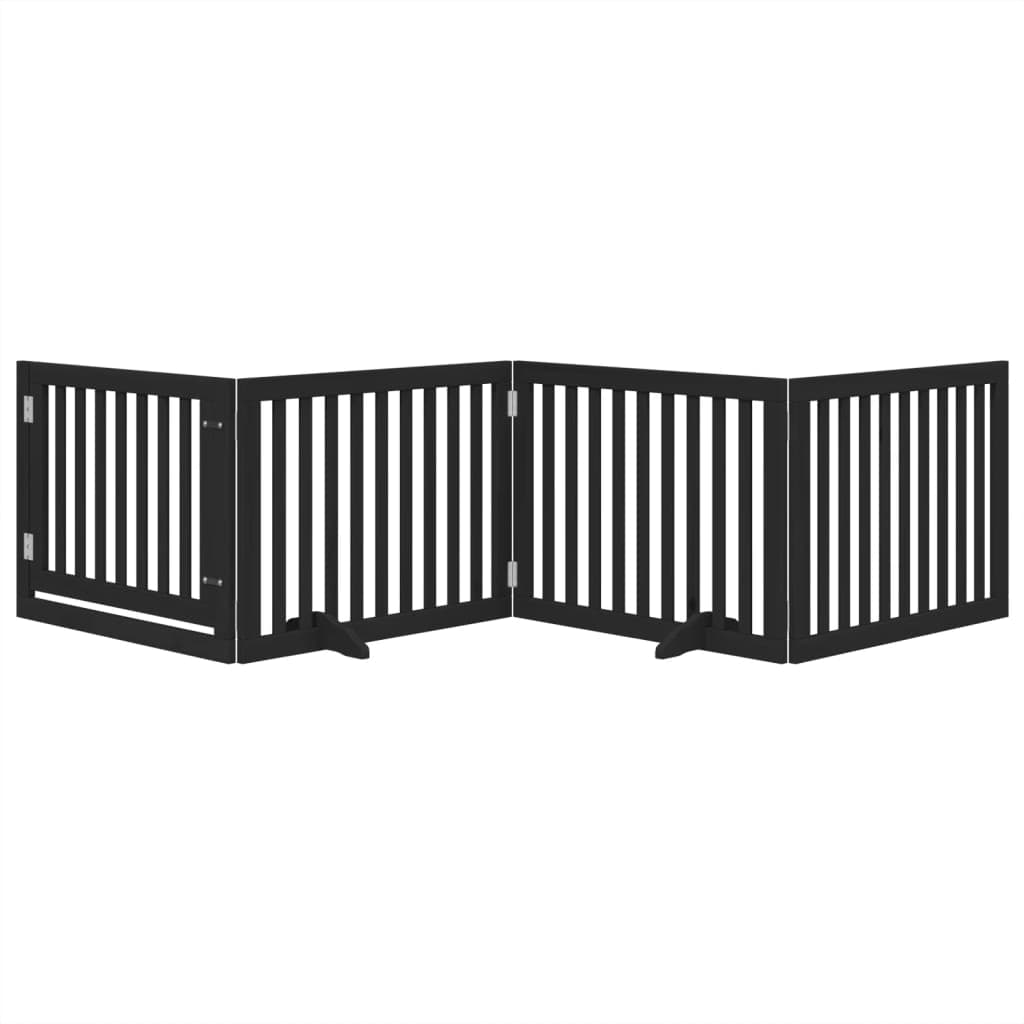 Cancello per Cani Porta Pieghevole Nero 4 Pannelli 320cm Pioppo — miniatura 3 di 10