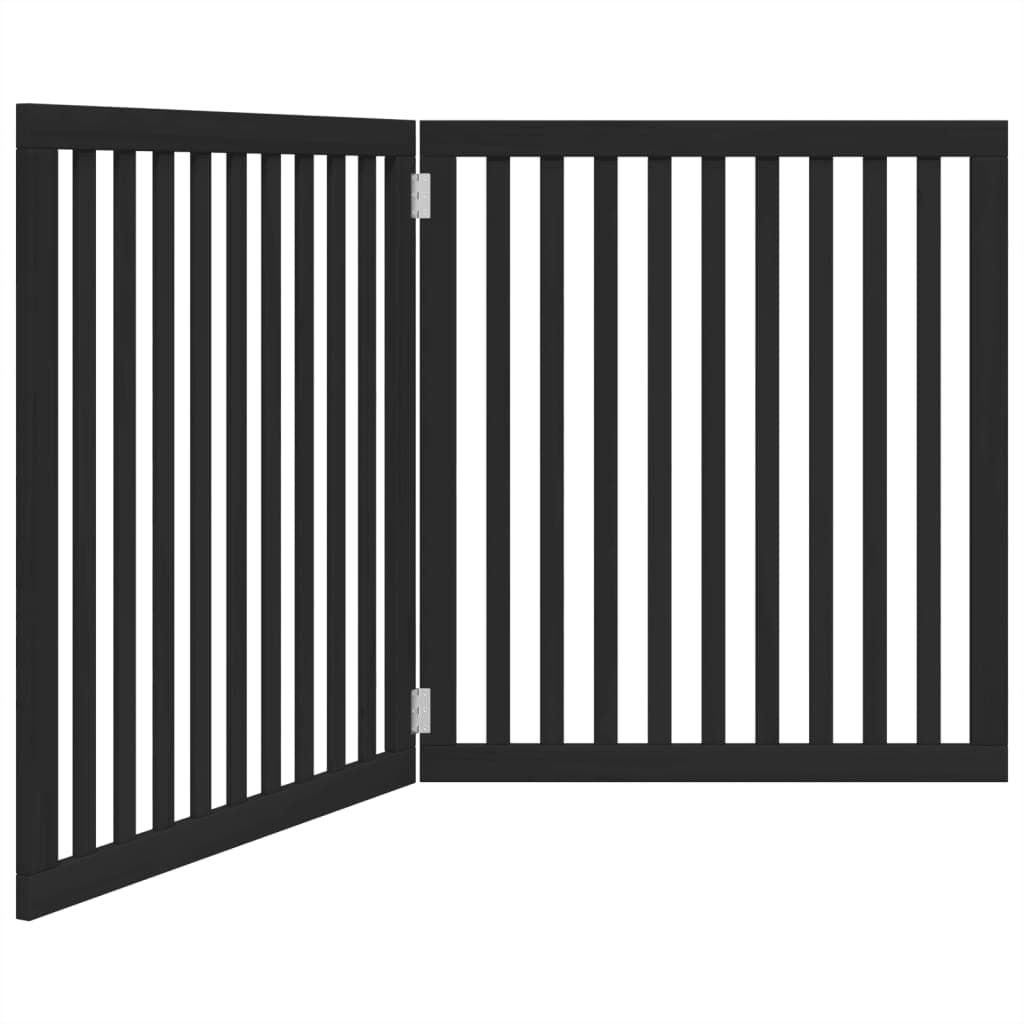 Cancello per Cani Pieghevole 2 Pannelli Nero 160cm Legno Pioppo — miniatura 2 di 8