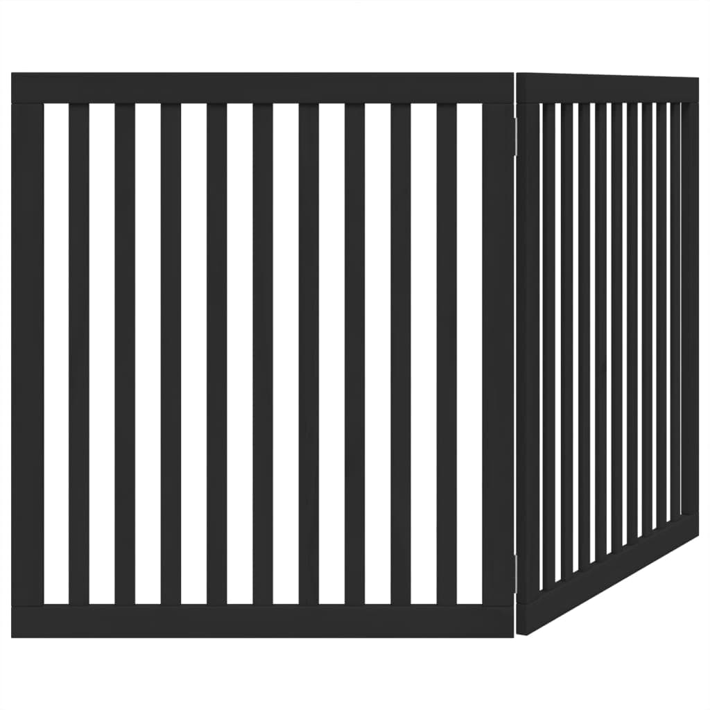 Cancello per Cani Pieghevole 2 Pannelli Nero 160cm Legno Pioppo — miniatura 5 di 8