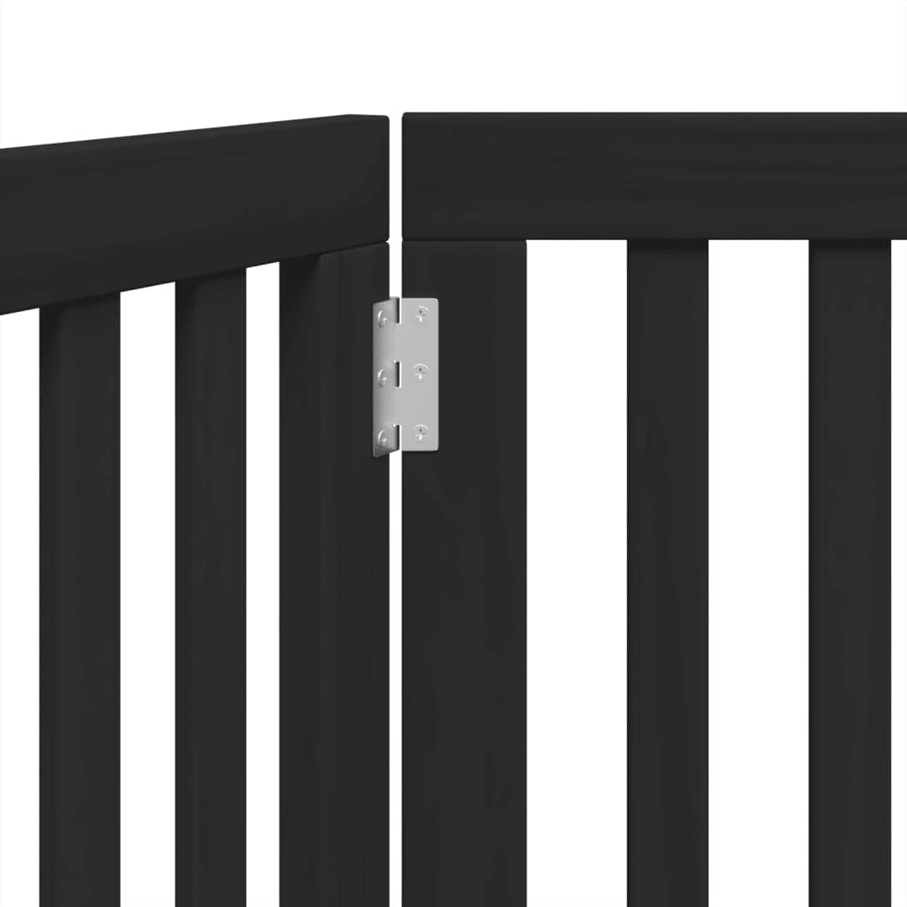 Cancello per Cani Pieghevole 2 Pannelli Nero 160cm Legno Pioppo — miniatura 7 di 8
