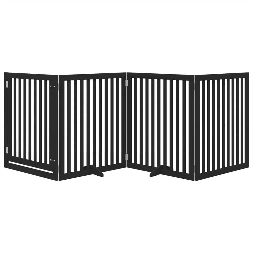 Cancello per Cani Porta Pieghevole Nero 4 Pannelli 320cm Pioppo — miniatura 3 di 10