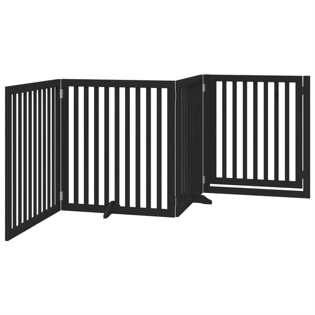 Cancello per Cani Porta Pieghevole Nero 4 Pannelli 320cm Pioppo — miniatura 5 di 10