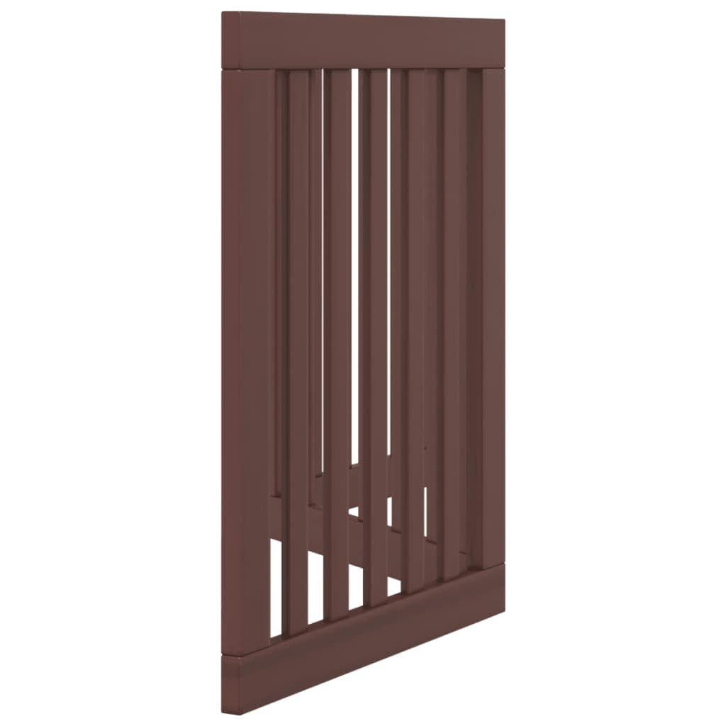 Cancello Cani Pieghevole 3 Pannelli Marrone 150cm Legno Pioppo — miniatura 4 di 8