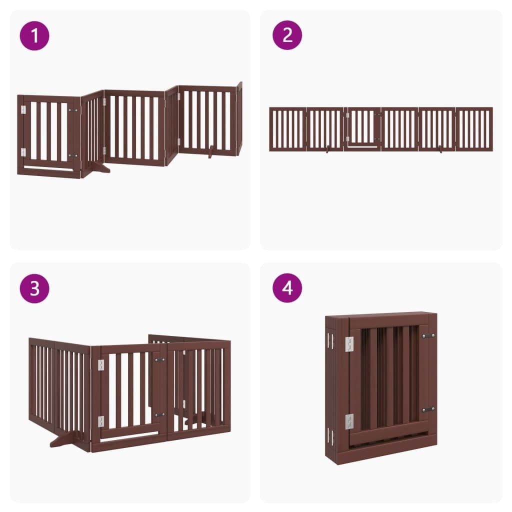 Cancello Cani Porta Pieghevole Marrone 6 Pannelli 300cm Pioppo — miniatura 6 di 10
