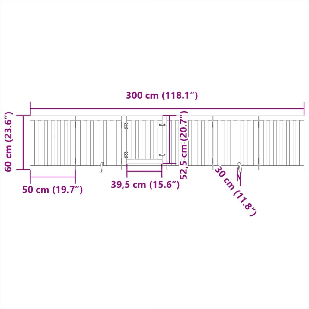 Cancello Cani Porta Pieghevole Marrone 6 Pannelli 300cm Pioppo — miniatura 10 di 10