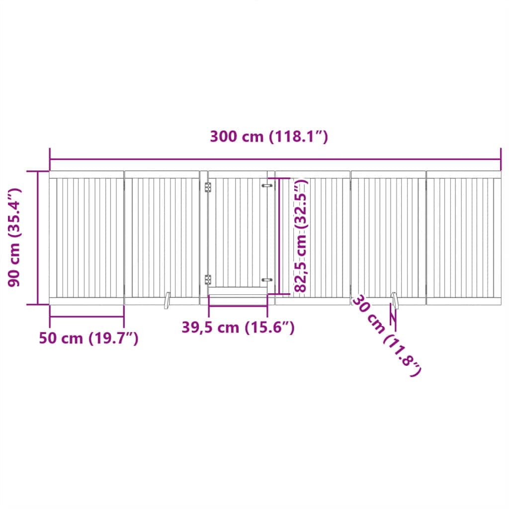 Cancello Cani Porta Pieghevole Marrone 6 Pannelli 300cm Pioppo — miniatura 10 di 10