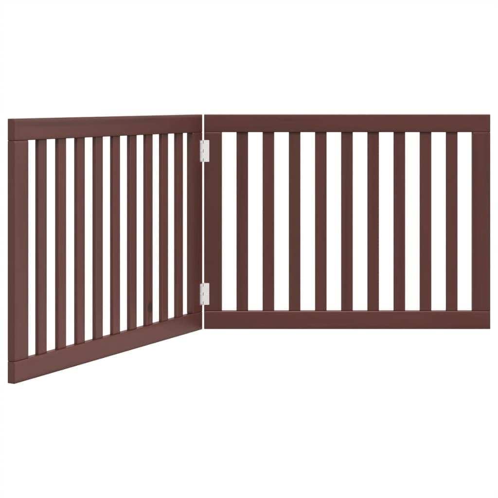 Cancello Cani Pieghevole 2 Pannelli Marrone 160cm Legno Pioppo — miniatura 2 di 8