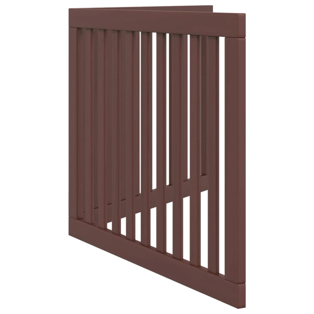 Cancello Cani Pieghevole 2 Pannelli Marrone 160cm Legno Pioppo — miniatura 4 di 8