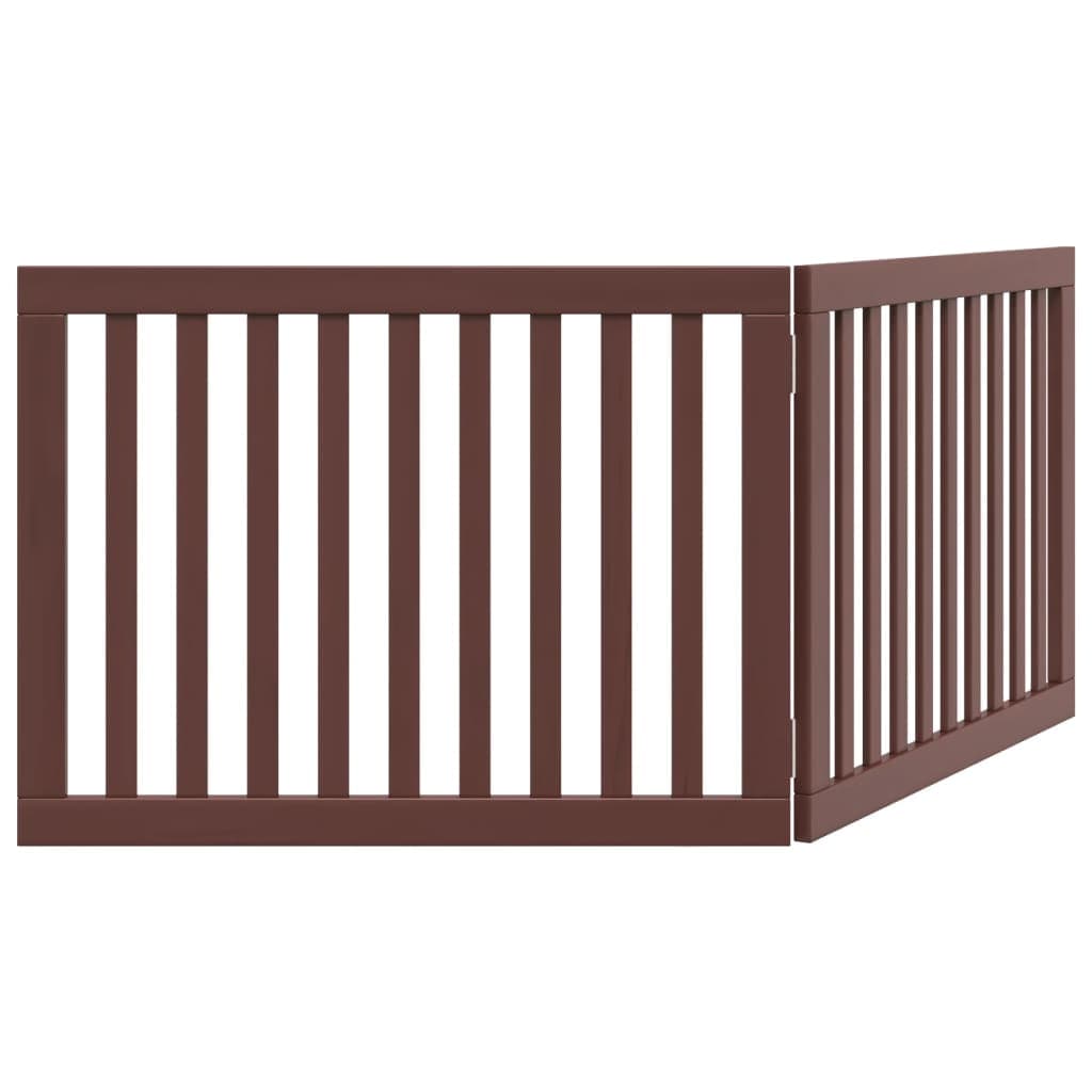 Cancello Cani Pieghevole 2 Pannelli Marrone 160cm Legno Pioppo — miniatura 5 di 8