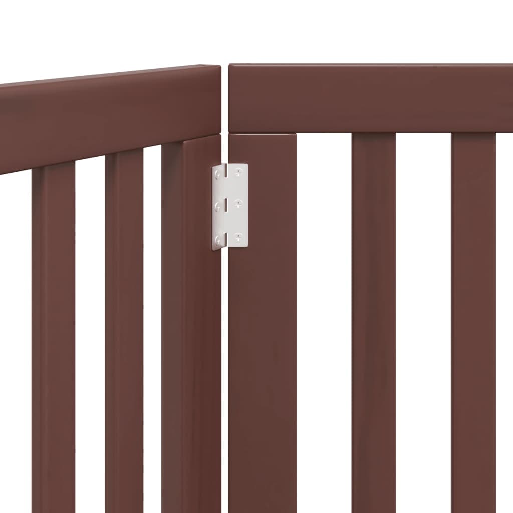 Cancello Cani Pieghevole 2 Pannelli Marrone 160cm Legno Pioppo — miniatura 7 di 8