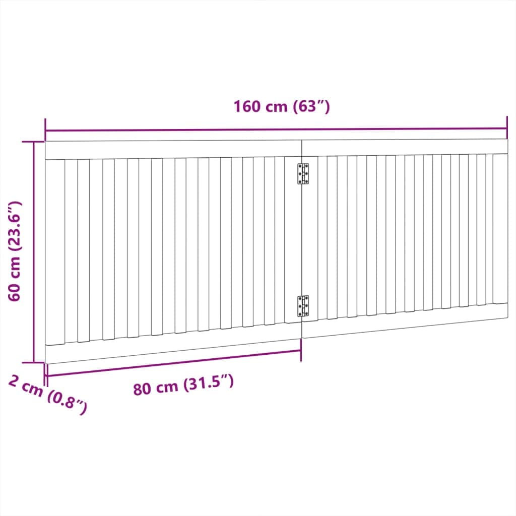 Cancello Cani Pieghevole 2 Pannelli Marrone 160cm Legno Pioppo — miniatura 8 di 8