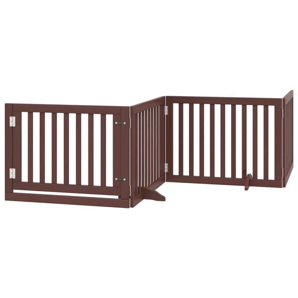 Cancello Cani Porta Pieghevole Marrone 4 Pannelli 320cm Pioppo — miniatura 2 di 10