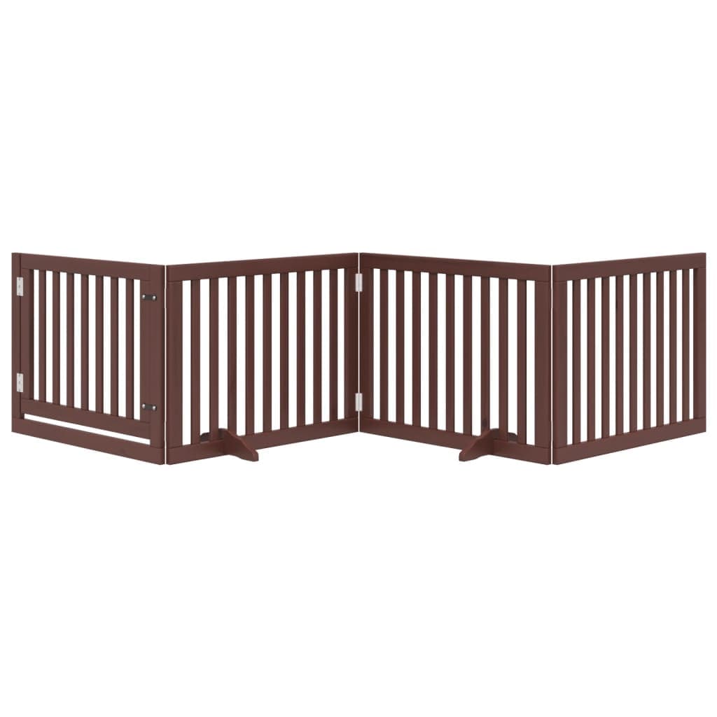 Cancello Cani Porta Pieghevole Marrone 4 Pannelli 320cm Pioppo — miniatura 3 di 10