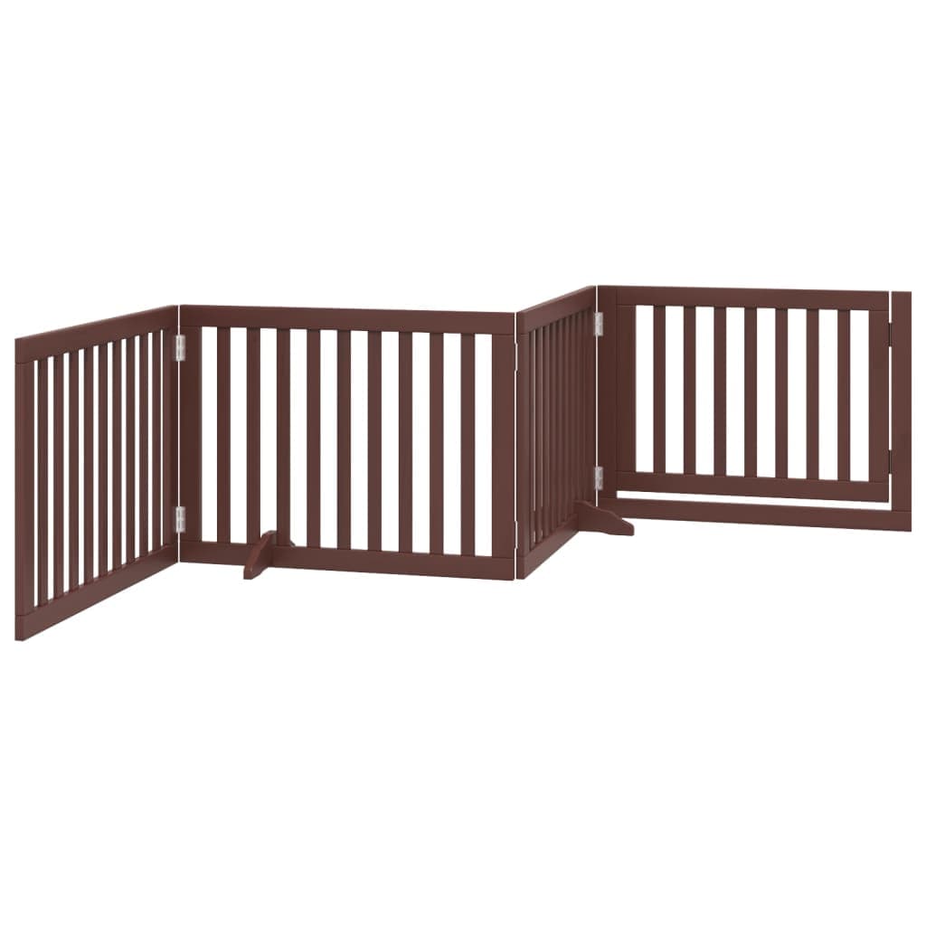 Cancello Cani Porta Pieghevole Marrone 4 Pannelli 320cm Pioppo — miniatura 5 di 10