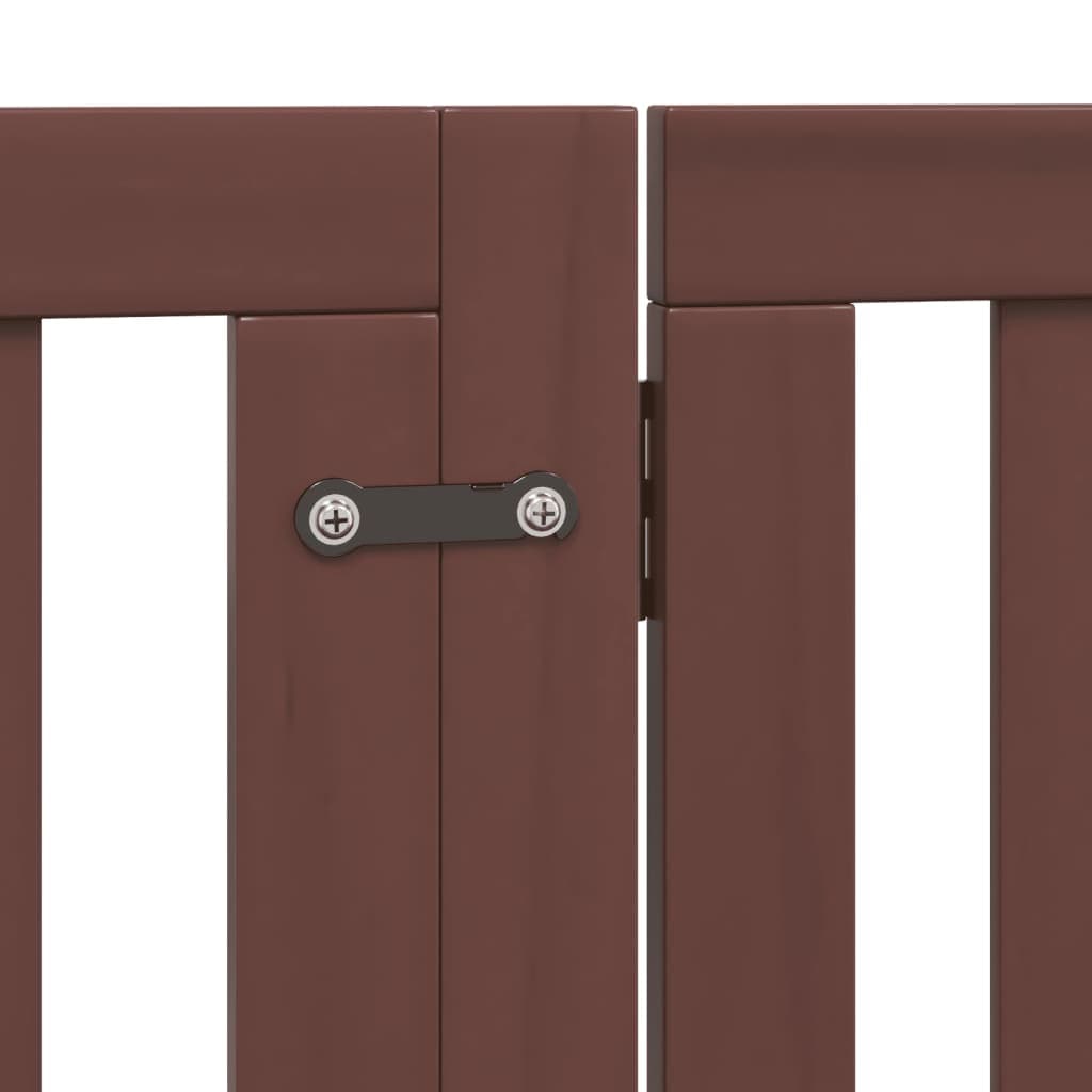 Cancello Cani Porta Pieghevole Marrone 4 Pannelli 320cm Pioppo — miniatura 8 di 10