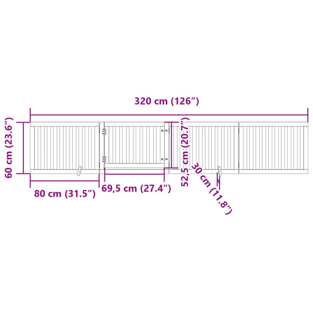 Cancello Cani Porta Pieghevole Marrone 4 Pannelli 320cm Pioppo — miniatura 10 di 10