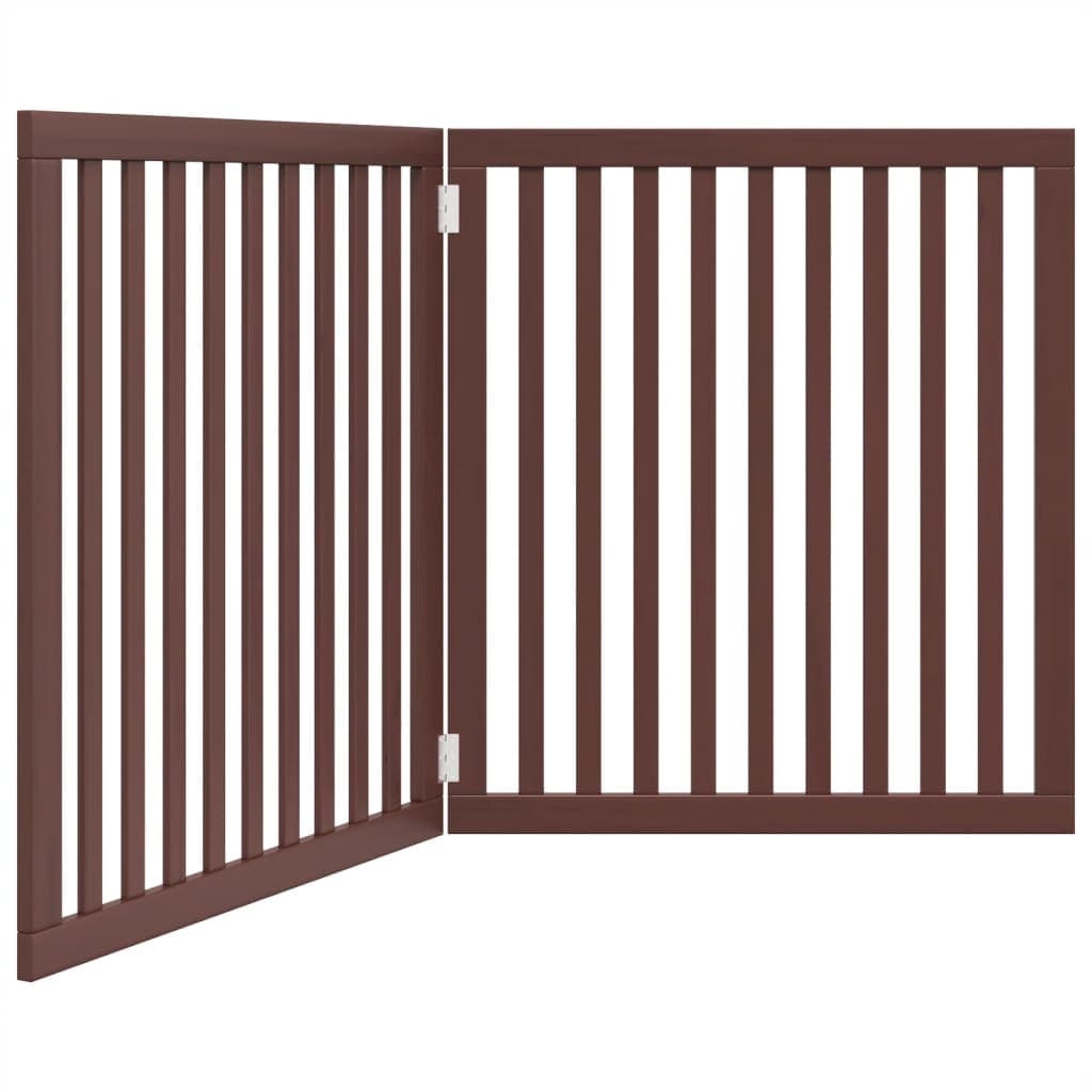 Cancello Cani Pieghevole 2 Pannelli Marrone 160cm Legno Pioppo — miniatura 2 di 8