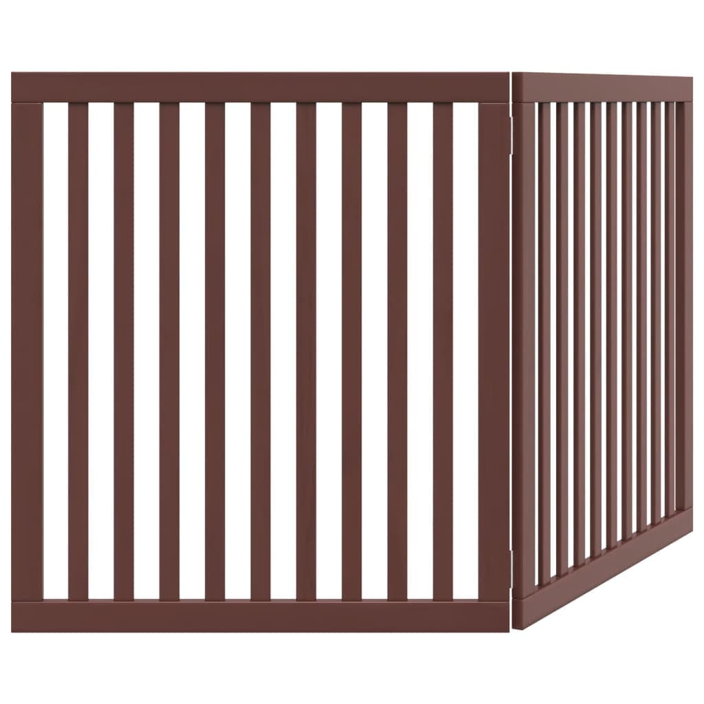 Cancello Cani Pieghevole 2 Pannelli Marrone 160cm Legno Pioppo — miniatura 5 di 8