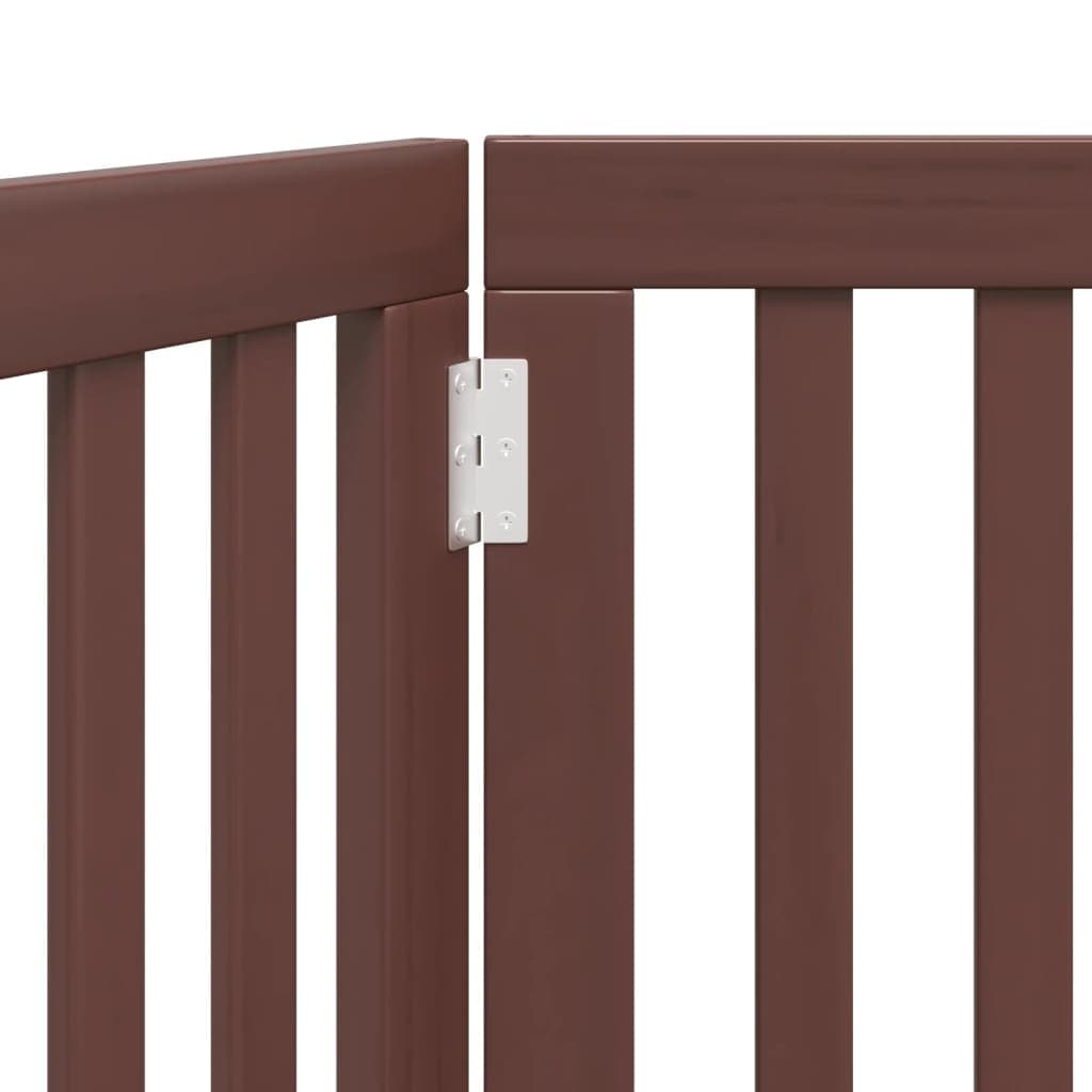 Cancello Cani Pieghevole 2 Pannelli Marrone 160cm Legno Pioppo — miniatura 7 di 8