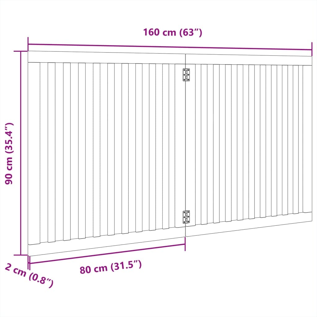 Cancello Cani Pieghevole 2 Pannelli Marrone 160cm Legno Pioppo — miniatura 8 di 8