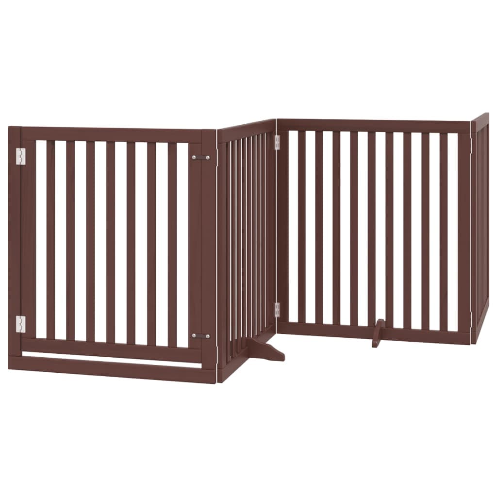 Cancello Cani Porta Pieghevole Marrone 4 Pannelli 320cm Pioppo — miniatura 2 di 10